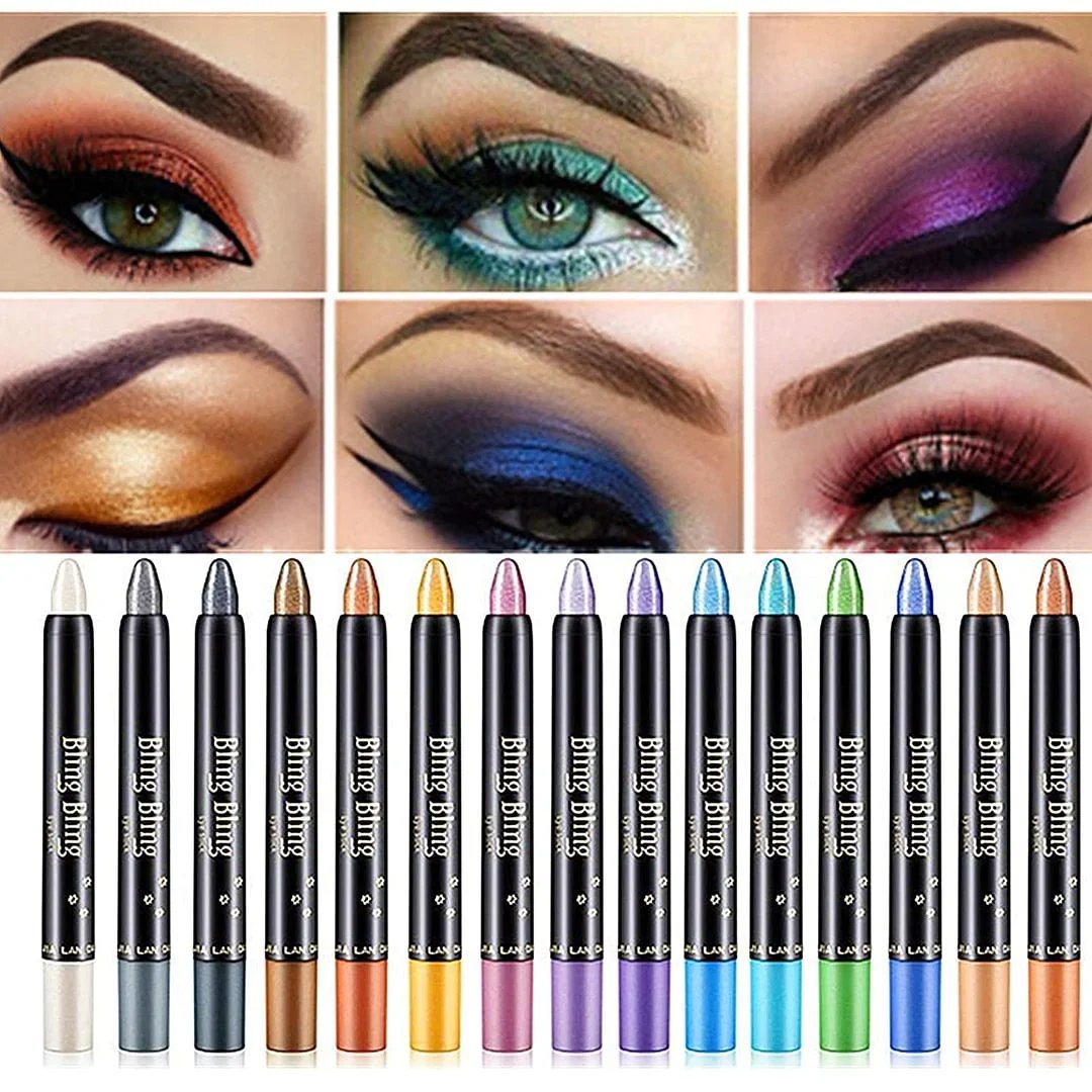 15 Colors Highlighter Eyeshadow Pencil Waterproof Glitter Eye Shadow Eyeliner Pen