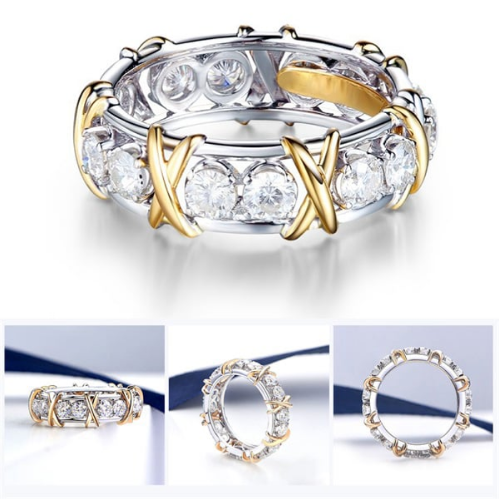 50% OFF KISS & HUG CROSS FULL MOISSANITE RING Perfect Gift For Lover (Free Gift Box)