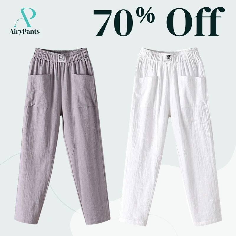 AiryPants - Women's High Waist Linen Pants