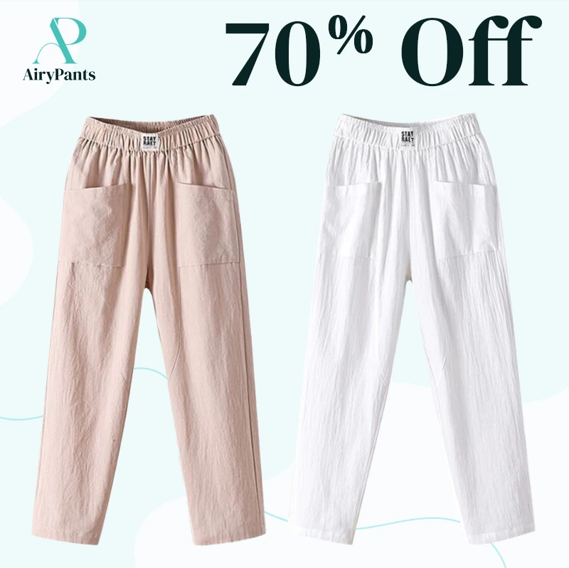 AiryPants - Women's High Waist Linen Pants