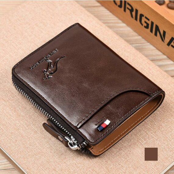 BIG SALE - 50% OFF Men Wallet Zipper Genuine Leather Purse (RFID PROTECTED)