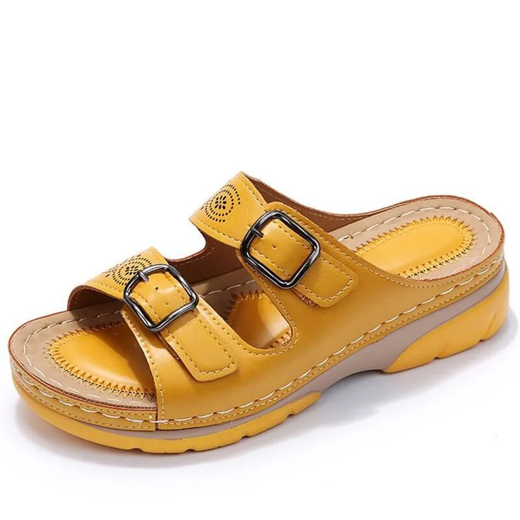 Breathable Orthopedic Adjustable Ladies Leather Sandals