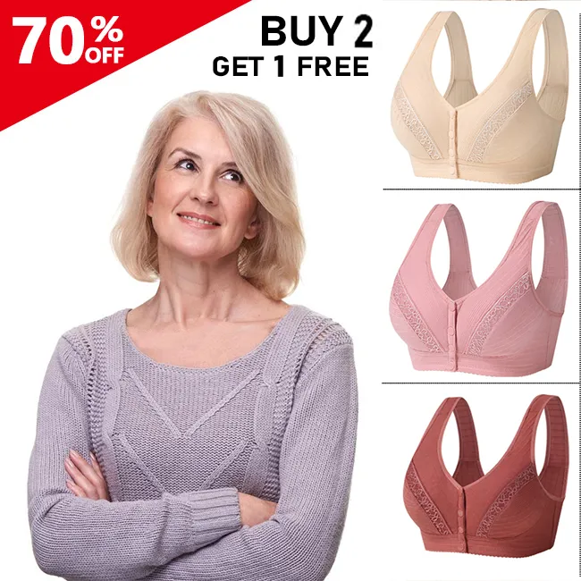 BUY 2 GET1 FREE - 2023 Front Button Breathable Skin-Friendly Cotton Bra