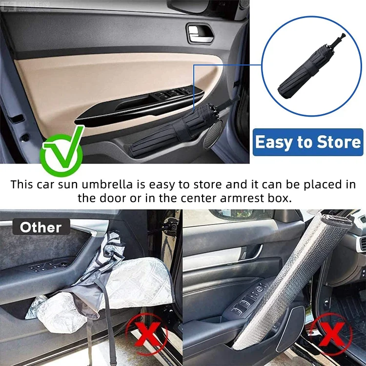 Car Windshield Sun Shade Umbrella - Foldable Car Umbrella Sunshade Cover UV Block Car Front Window (Heat Insulation Protection) for Auto Windshield Covers Most Cars