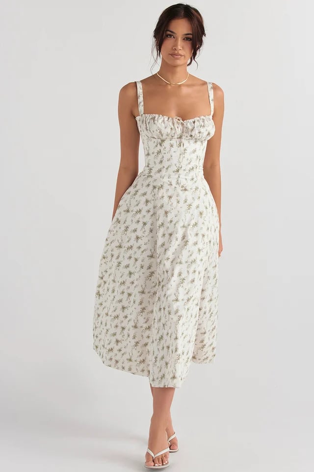 Comfortable Beauty-No underwire-Print Bustier Sundress