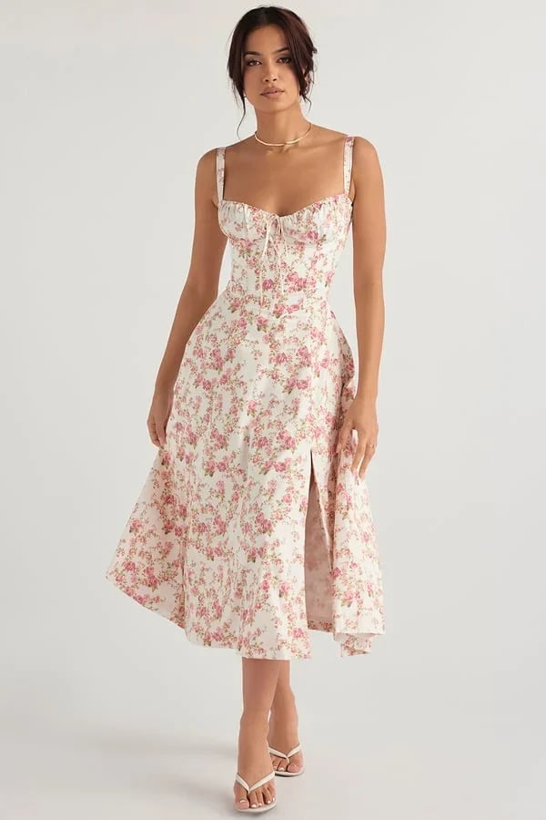 Comfortable Beauty-No underwire-Print Bustier Sundress