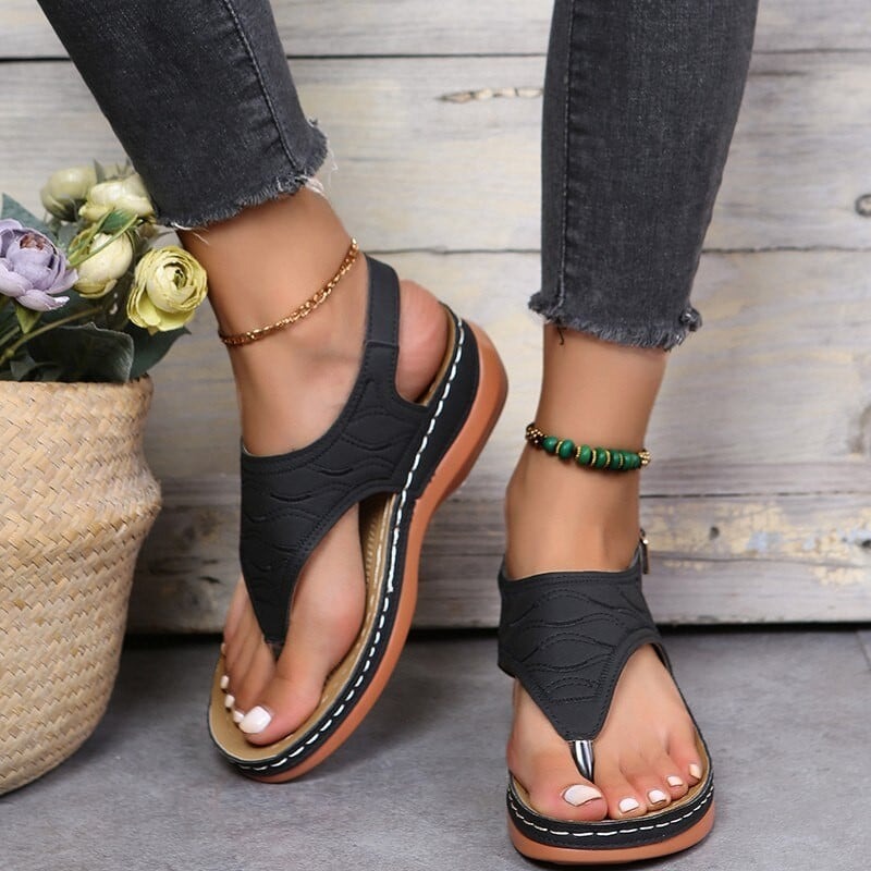 Embroidery Orthopedic Comfy Slipper Wedge Sandals