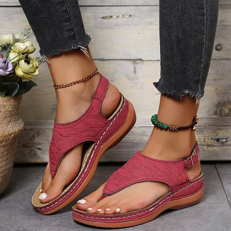 Embroidery Orthopedic Comfy Slipper Wedge Sandals