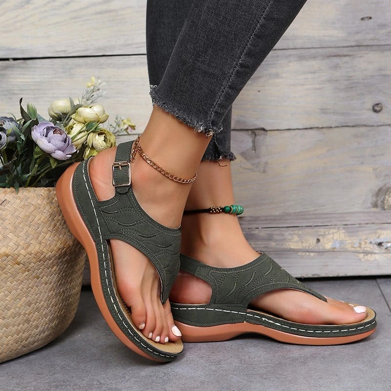 Embroidery Orthopedic Comfy Slipper Wedge Sandals