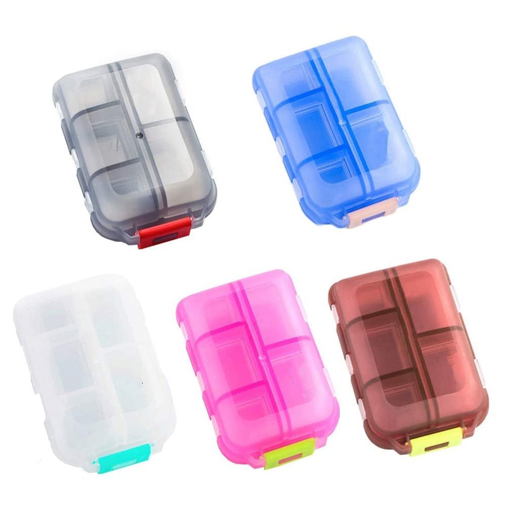 Grid Pill Box - 10 Compartments Portable Pill Case Travel Pill Organizer