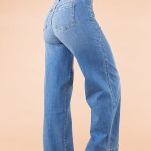 (HOT Sale – 48% OFF) Seamed Front Wide Leg Jeans