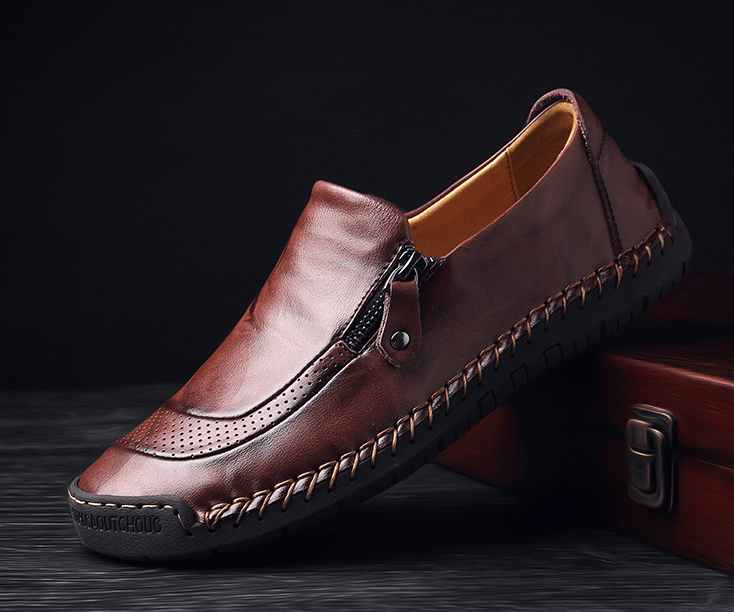 HOT SALE - 70% OFF MENS HANDMADE SIDE ZIPPER CASUAL COMFY LEATHER SLIP ON LOAFERS