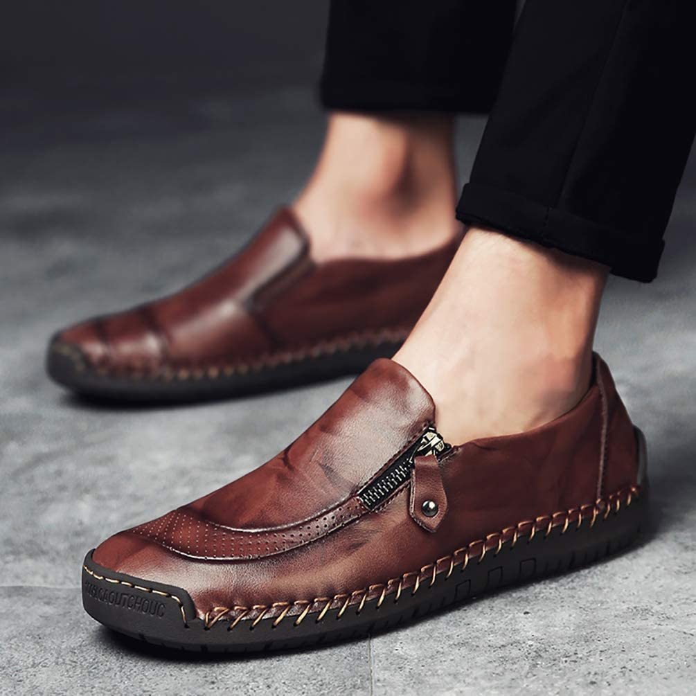 HOT SALE - 70% OFF MENS HANDMADE SIDE ZIPPER CASUAL COMFY LEATHER SLIP ON LOAFERS