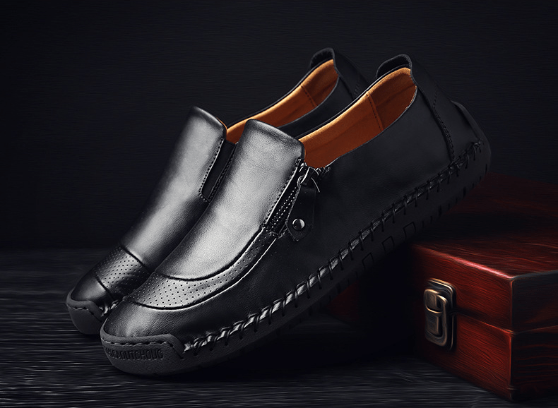 HOT SALE - 70% OFF MENS HANDMADE SIDE ZIPPER CASUAL COMFY LEATHER SLIP ON LOAFERS