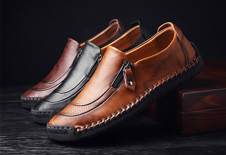 HOT SALE - 70% OFF MENS HANDMADE SIDE ZIPPER CASUAL COMFY LEATHER SLIP ON LOAFERS