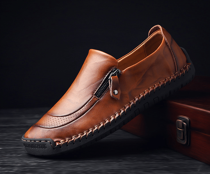 HOT SALE - 70% OFF MENS HANDMADE SIDE ZIPPER CASUAL COMFY LEATHER SLIP ON LOAFERS