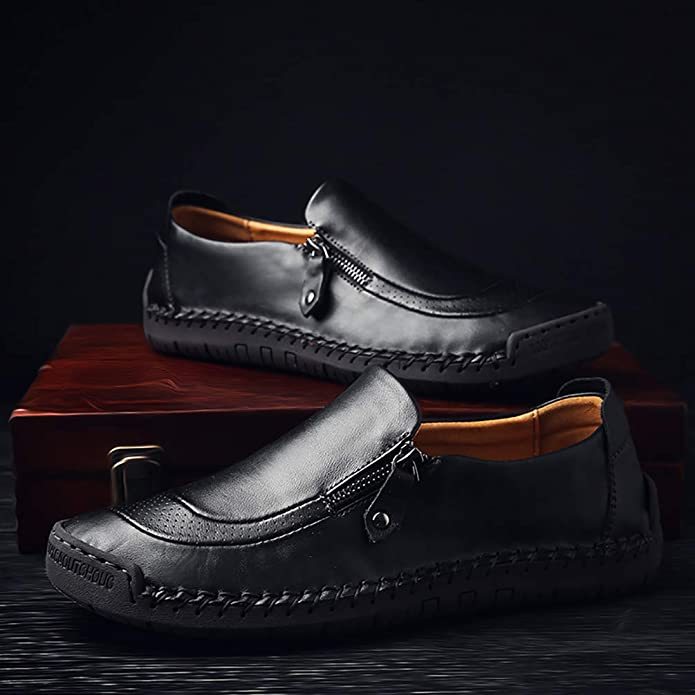 HOT SALE - 70% OFF MENS HANDMADE SIDE ZIPPER CASUAL COMFY LEATHER SLIP ON LOAFERS