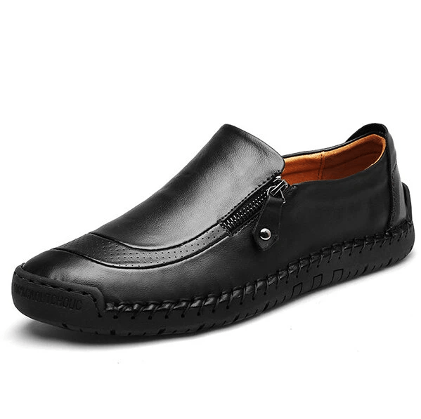 HOT SALE - 70% OFF MENS HANDMADE SIDE ZIPPER CASUAL COMFY LEATHER SLIP ON LOAFERS