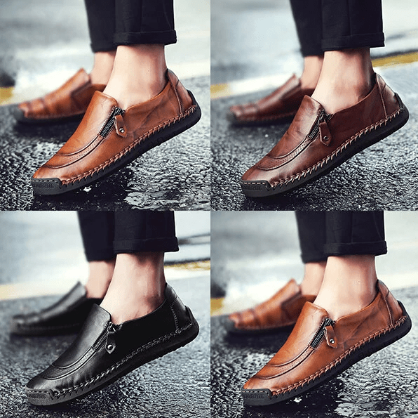 HOT SALE - 70% OFF MENS HANDMADE SIDE ZIPPER CASUAL COMFY LEATHER SLIP ON LOAFERS