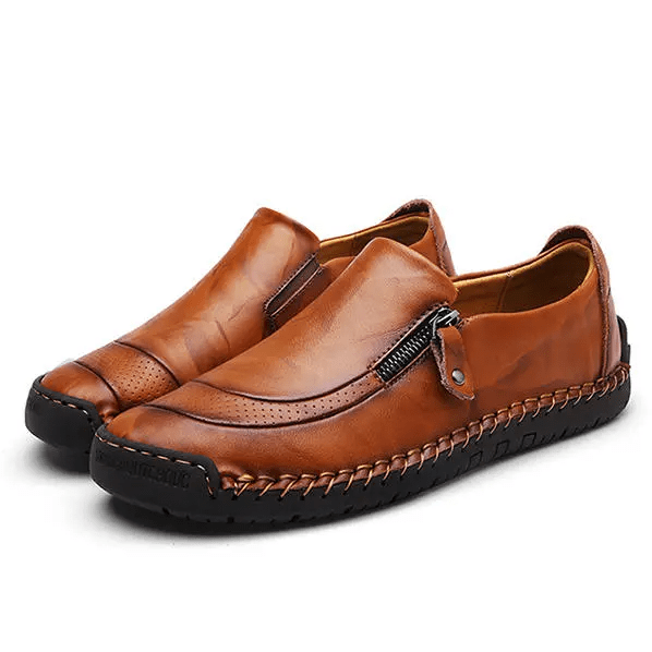 HOT SALE - 70% OFF MENS HANDMADE SIDE ZIPPER CASUAL COMFY LEATHER SLIP ON LOAFERS