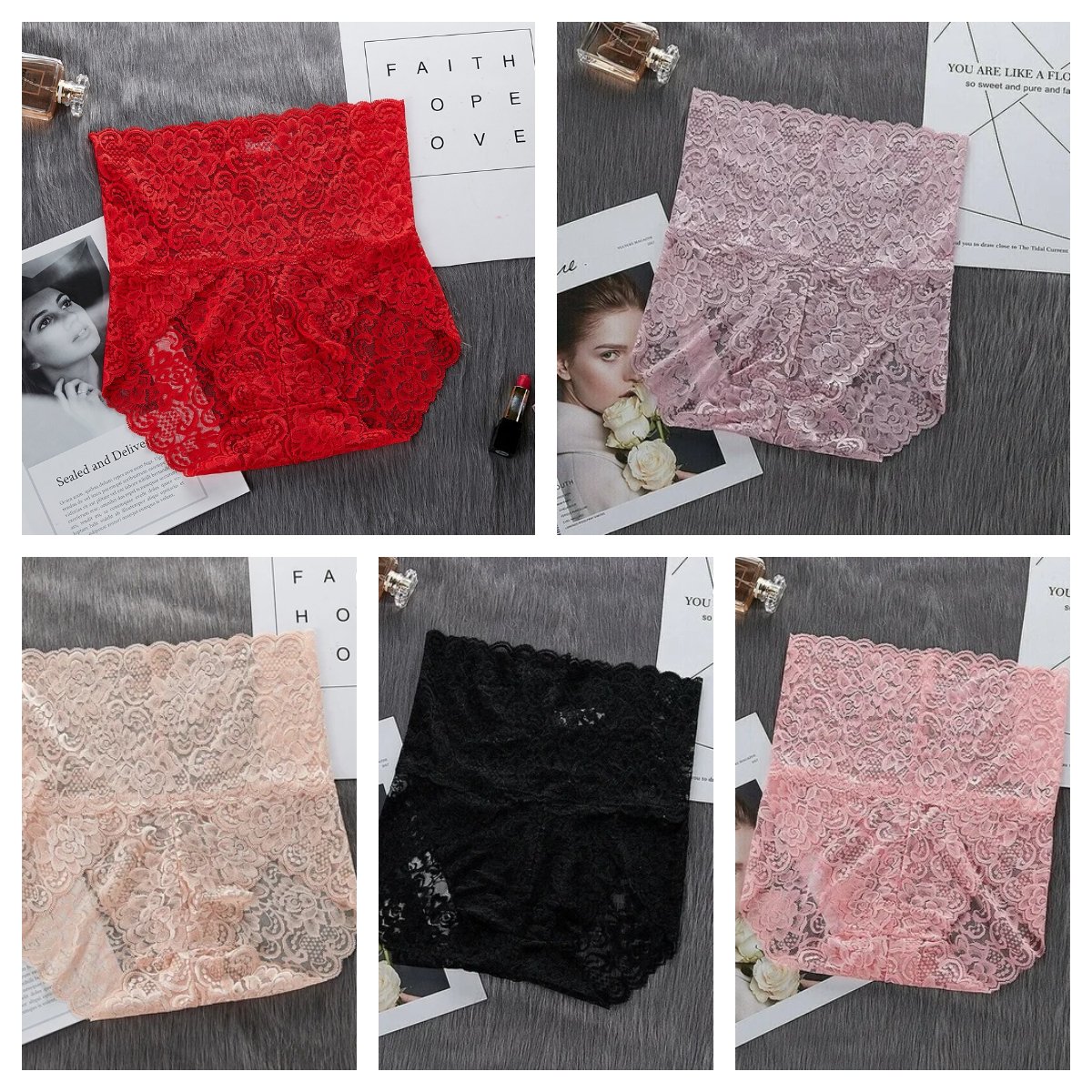 HOT SALE 49% OFF 5 PCS SET - High Waist Pretty Lace Panties