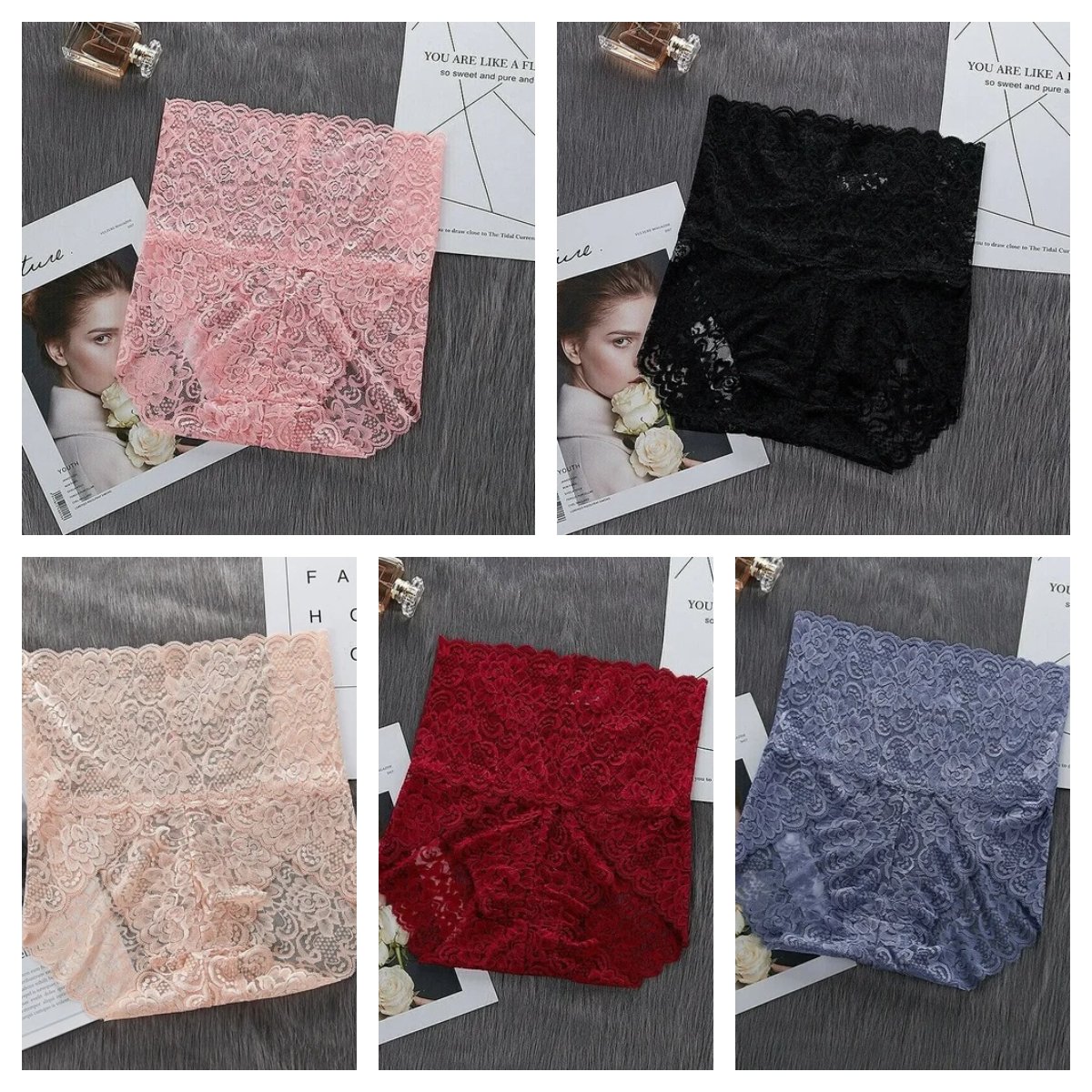 HOT SALE 49% OFF 5 PCS SET - High Waist Pretty Lace Panties