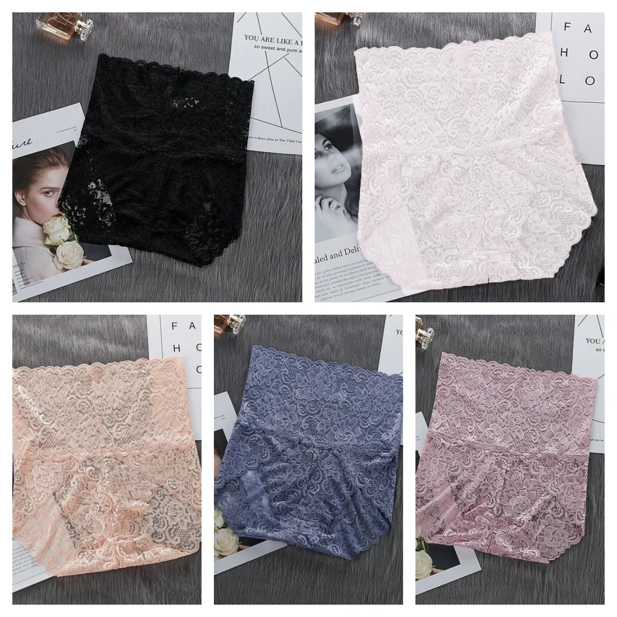 HOT SALE 49% OFF 5 PCS SET - High Waist Pretty Lace Panties