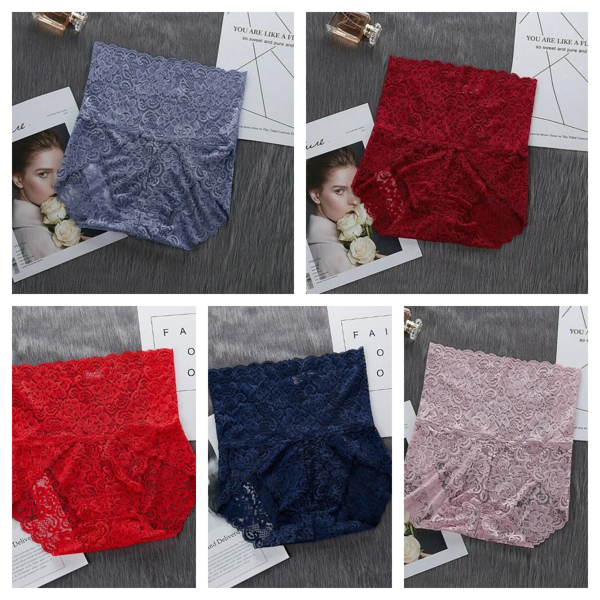 HOT SALE 49% OFF 5 PCS SET - High Waist Pretty Lace Panties