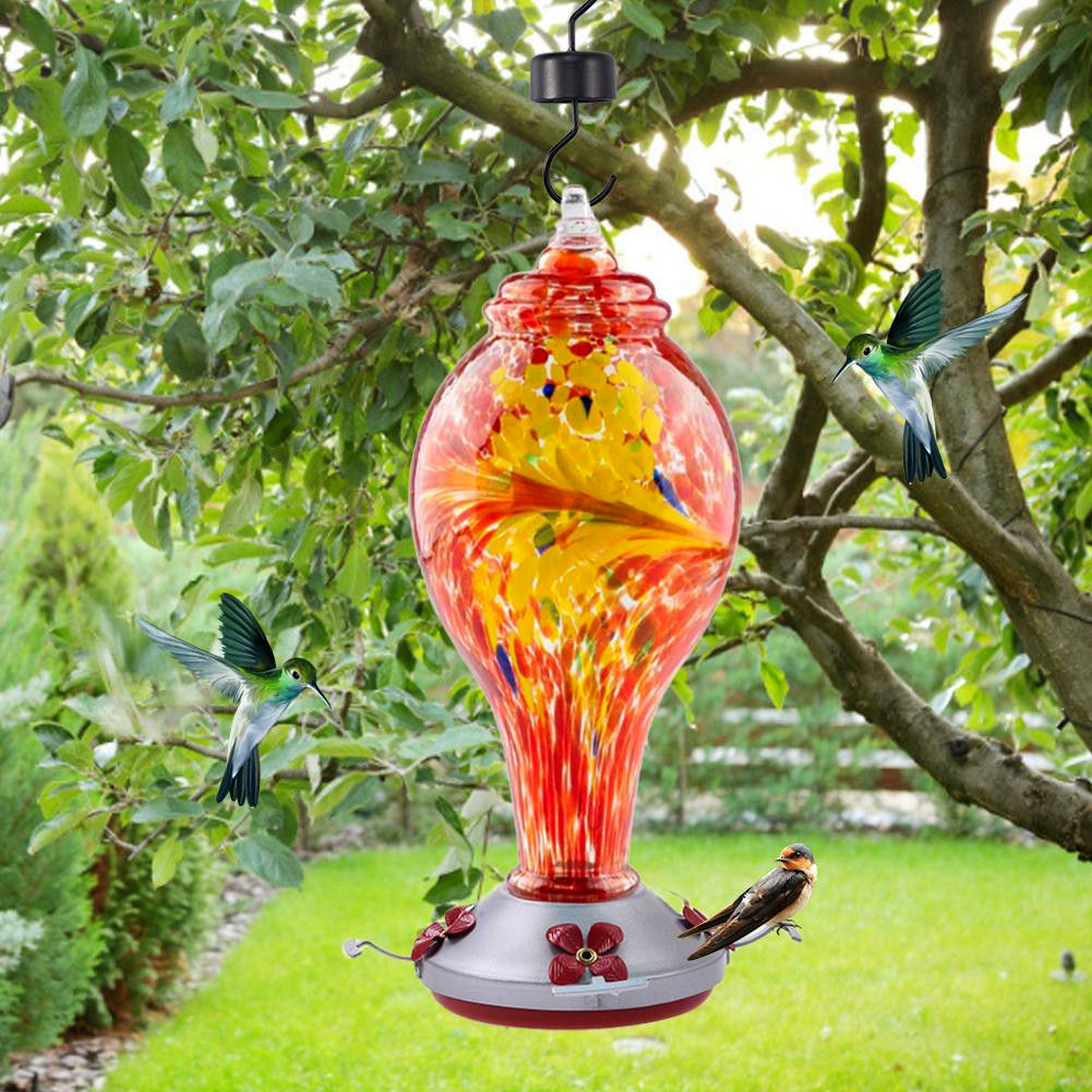 Hummingbird Feeder Hand Blown Glass