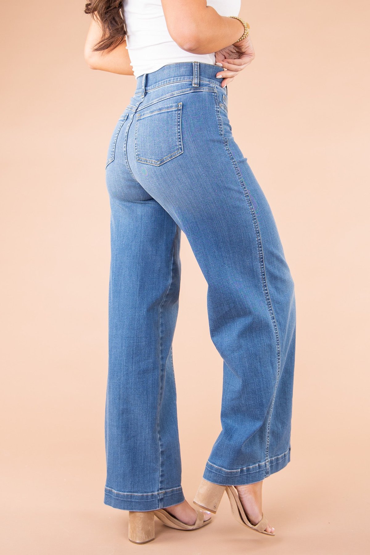 Last Day 49% OFF - Seamed Front Wide Leg Jeans