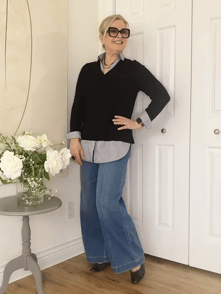 (Last Day 49% OFF) Seamed Front Wide Leg Jeans