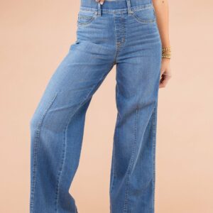 (Last Day 49% OFF) Seamed Front Wide Leg Jeans