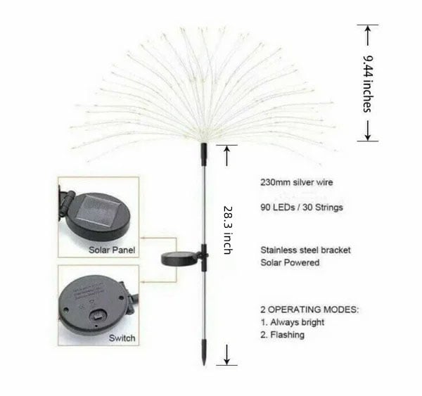 Shineshore Last Day 70%OFF- Waterproof Solar Garden Fireworks Lamp