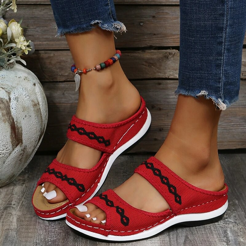 Last Day Promotion 50% OFF - Leather Orthopedic Arch Support Sandals Diabetic Walking Cross Sandals