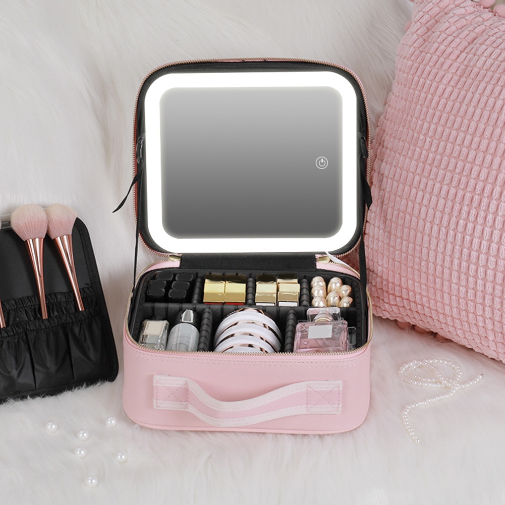 Cosmetic Travel Case With LED Mirror