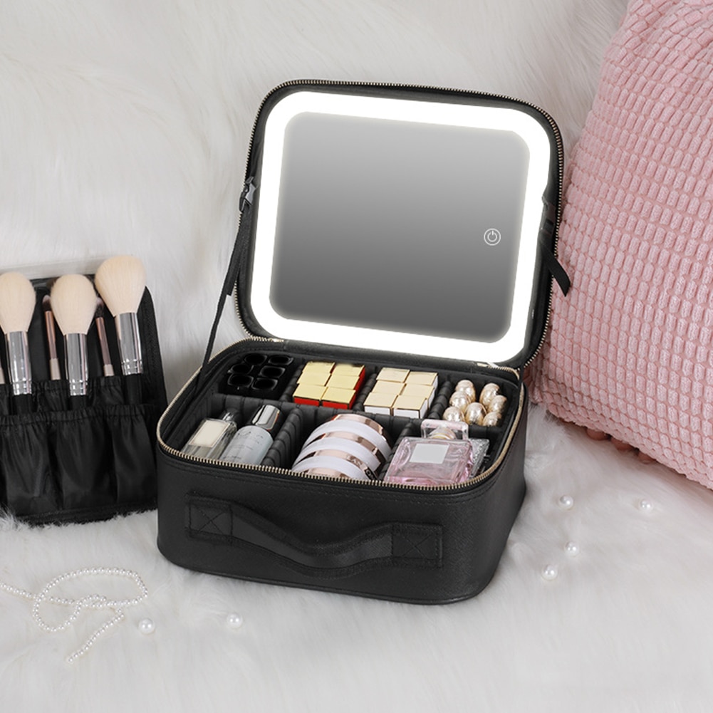 Cosmetic Travel Case With LED Mirror