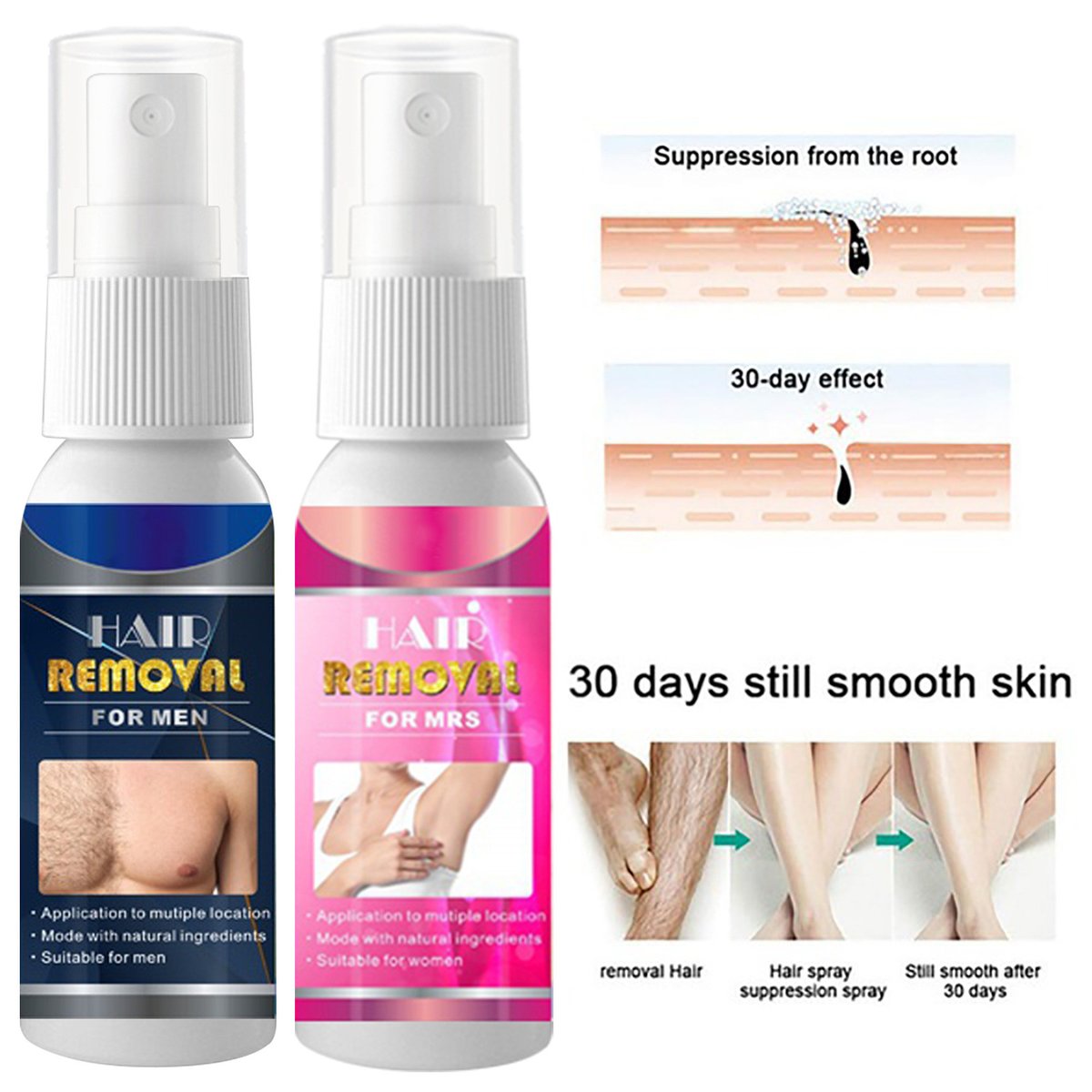 Natural Permarent Hair Removal Spray (Men And Women)