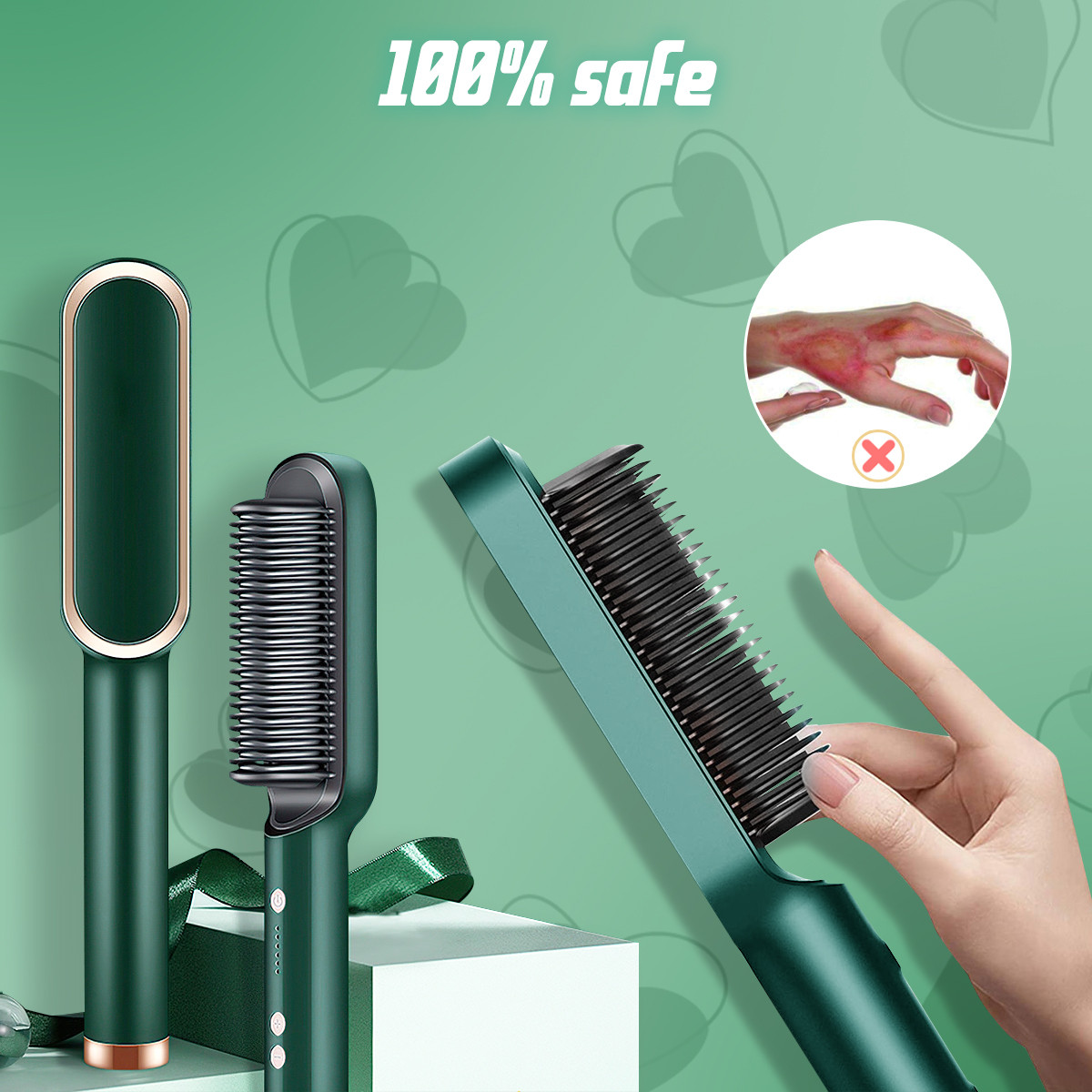 (NEW 2023 LUXURY VERSION) 2 in 1 Hair Negative Ion Hair Straightener Styling Comb US