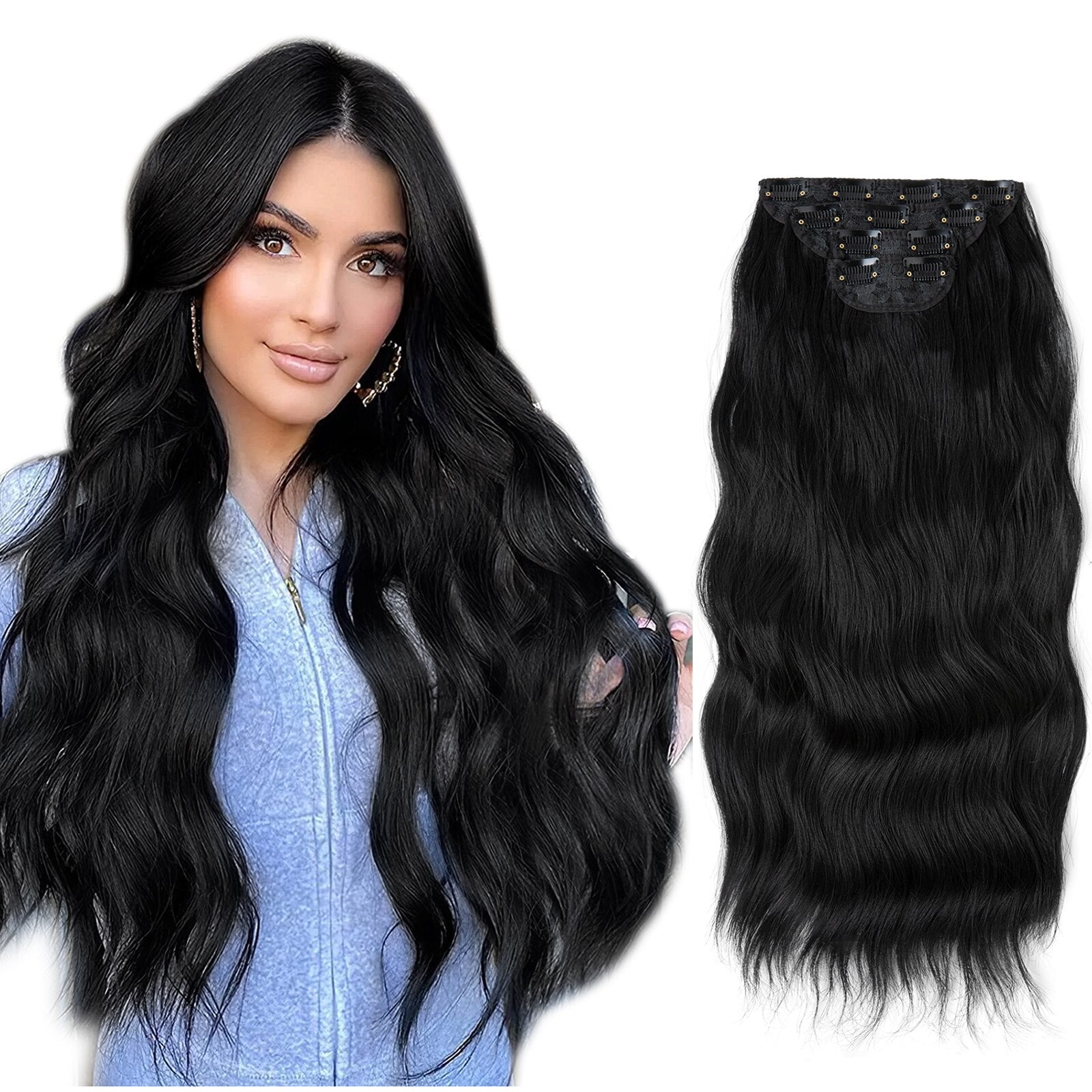 New 4pcs Clip In Hair Extensions 22" Full Hair Set