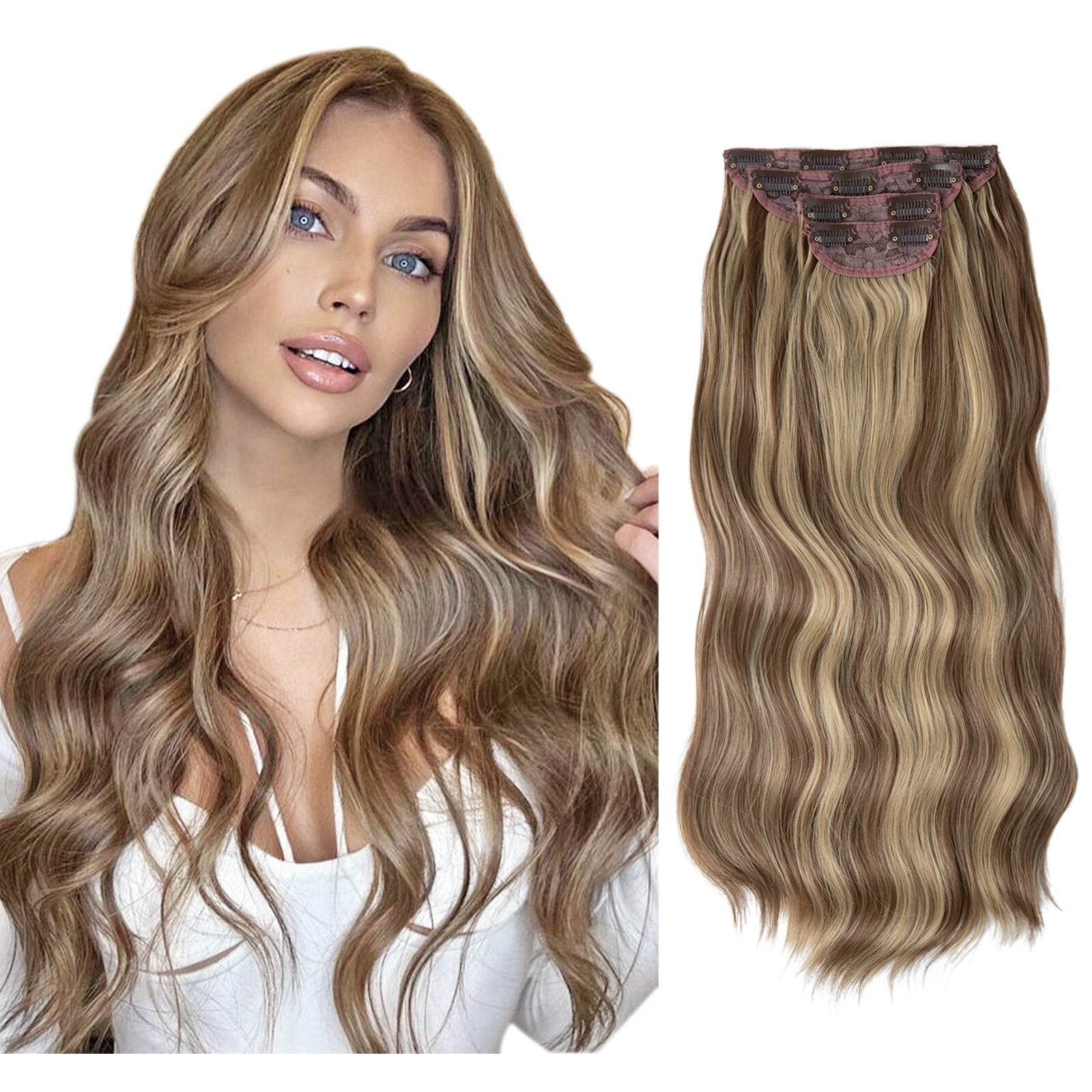 New 4pcs Clip In Hair Extensions 22" Full Hair Set