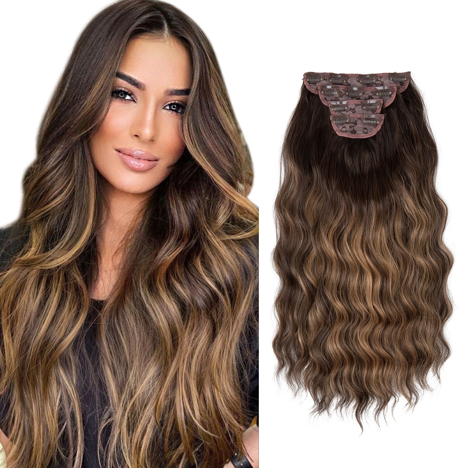 New 4pcs Clip In Hair Extensions 22" Full Hair Set