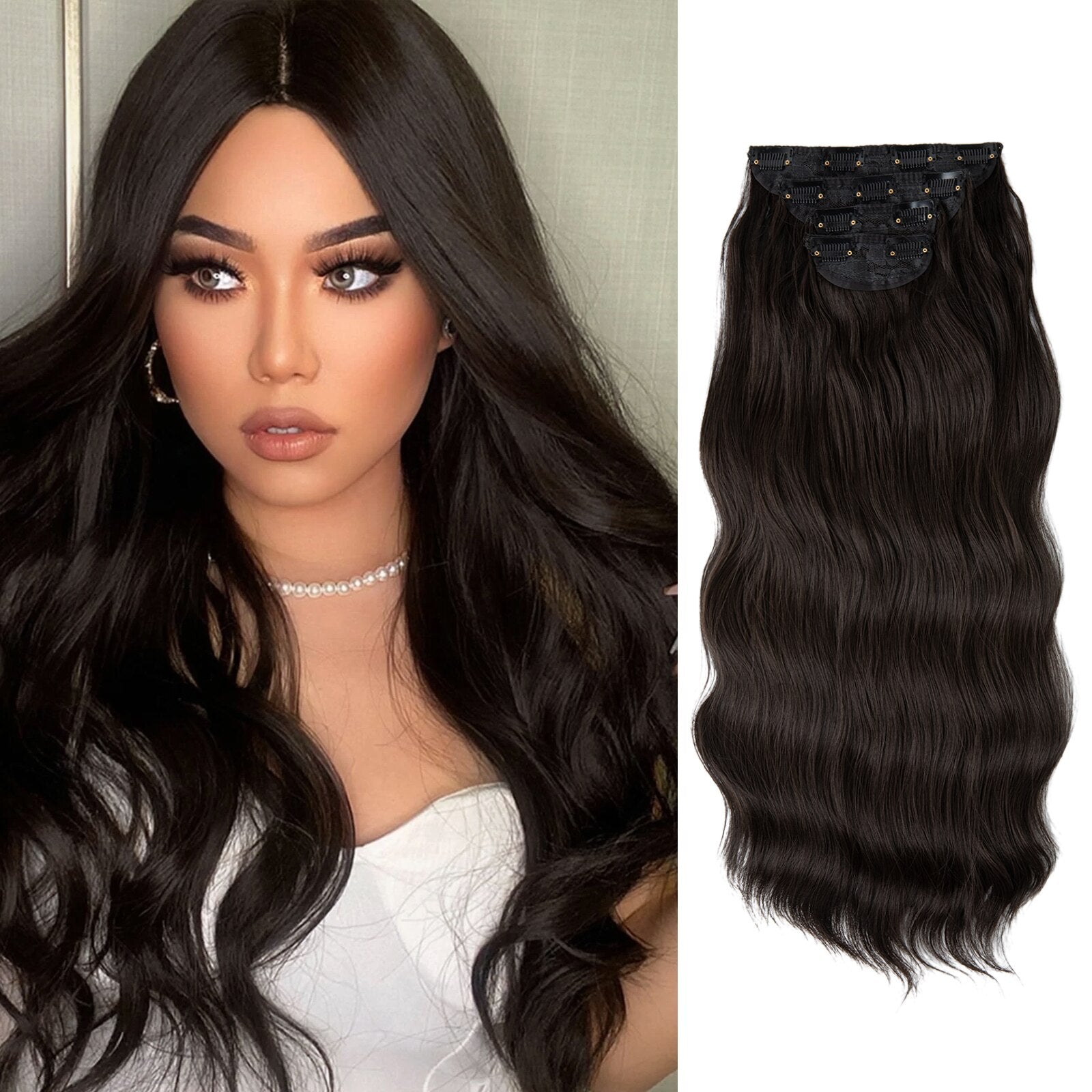 New 4pcs Clip In Hair Extensions 22" Full Hair Set