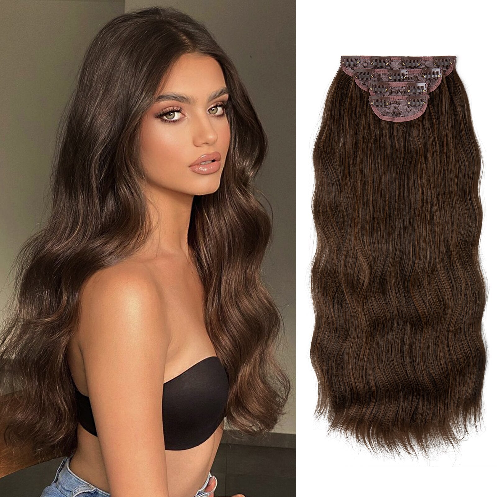 New 4pcs Clip In Hair Extensions 22" Full Hair Set