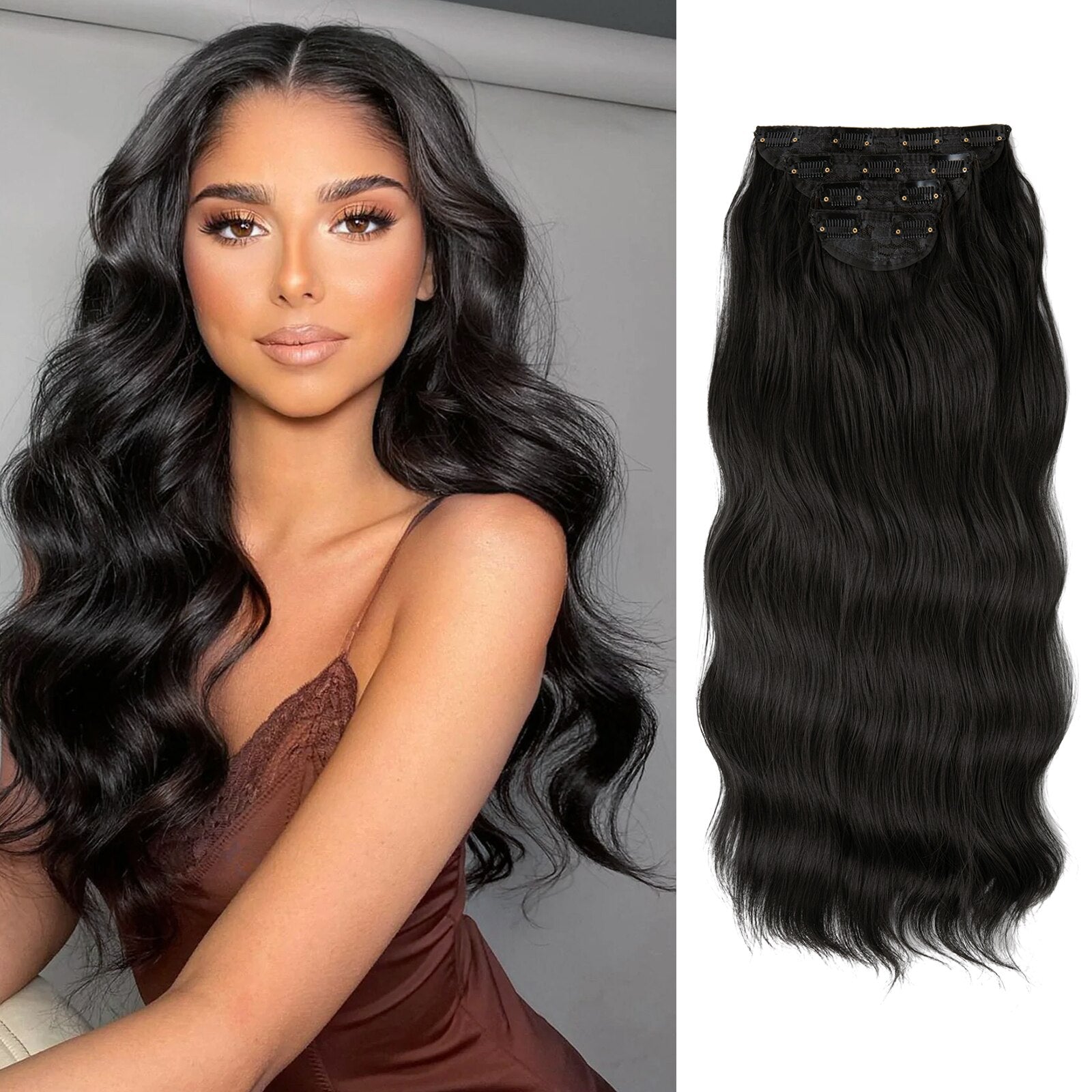 New 4pcs Clip In Hair Extensions 22" Full Hair Set