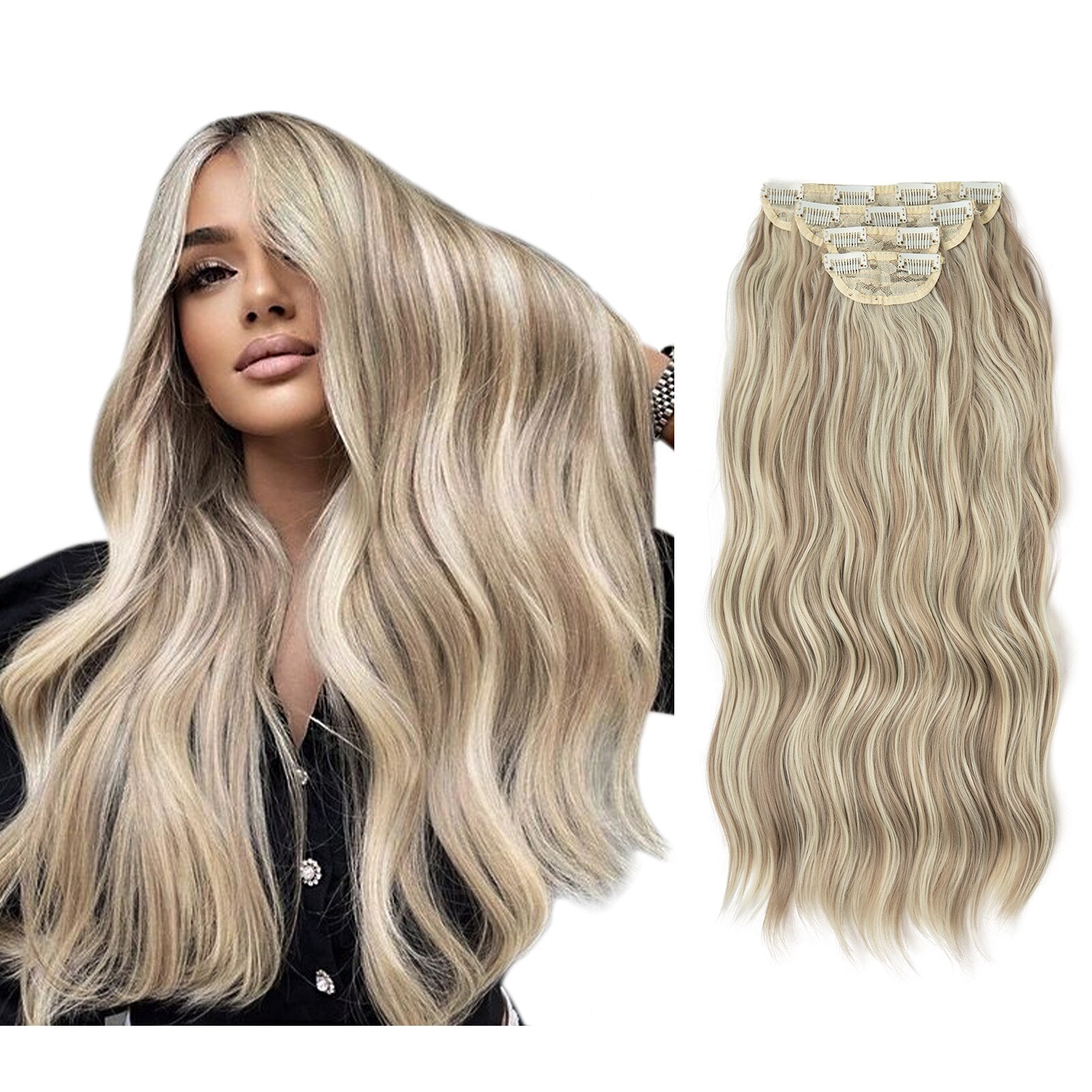 New 4pcs Clip In Hair Extensions 22" Full Hair Set