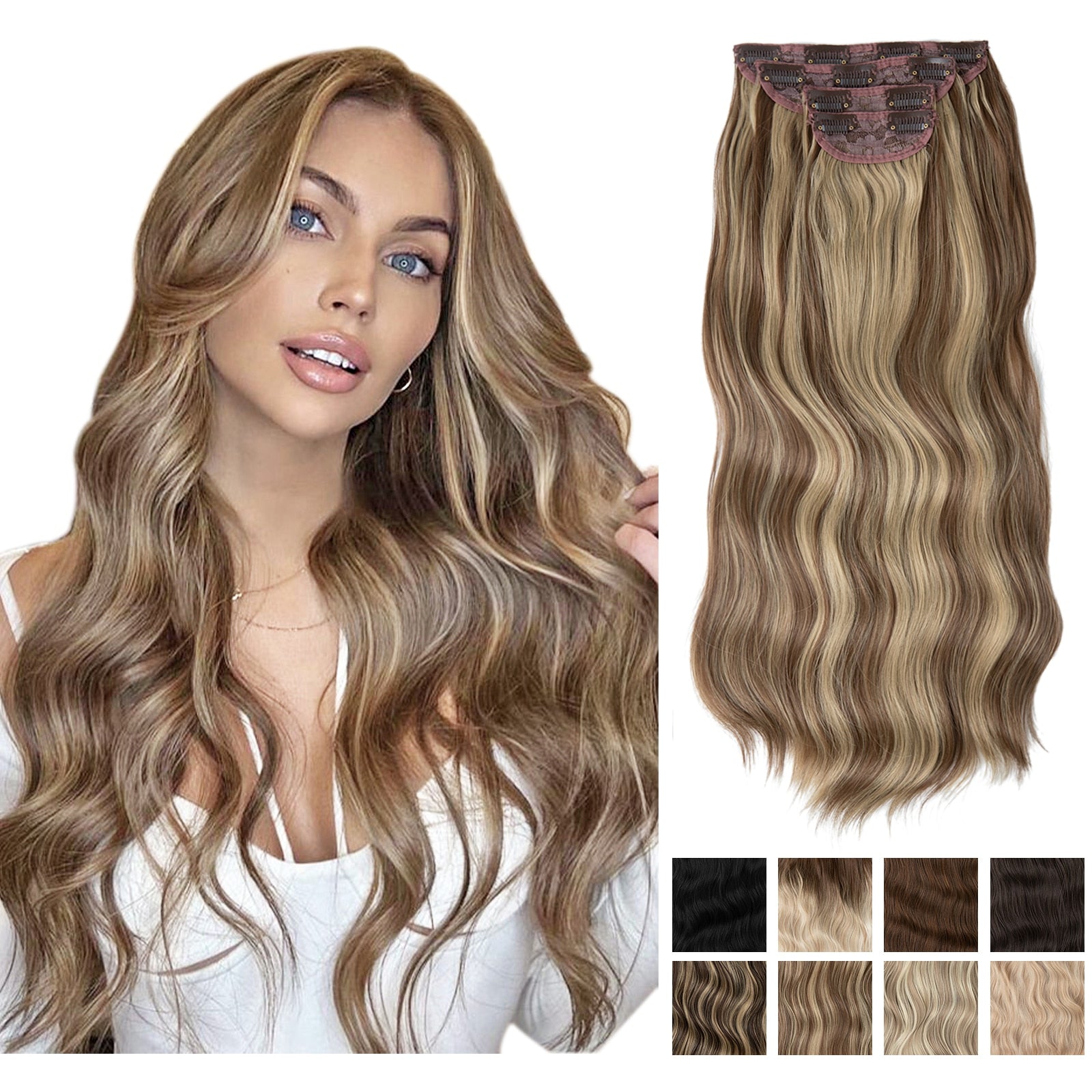 New 4pcs Clip In Hair Extensions 22" Full Hair Set