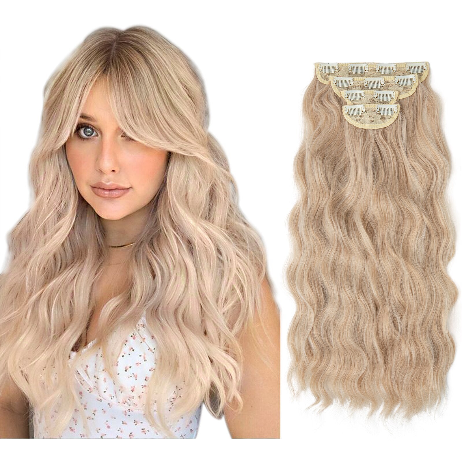 New 4pcs Clip In Hair Extensions 22" Full Hair Set