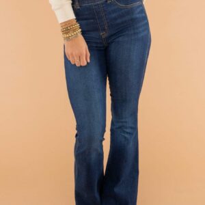 No-Button Loose Flare Jeans