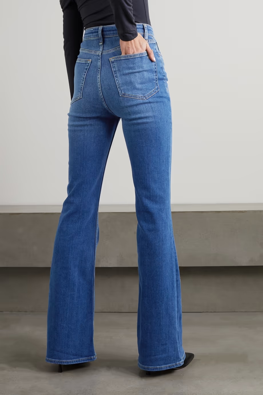 No-Button Loose Flare Jeans