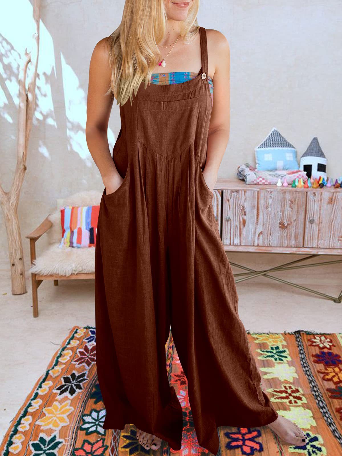 tokyel Plus Size Wide Leg Overalls Jumpsuit